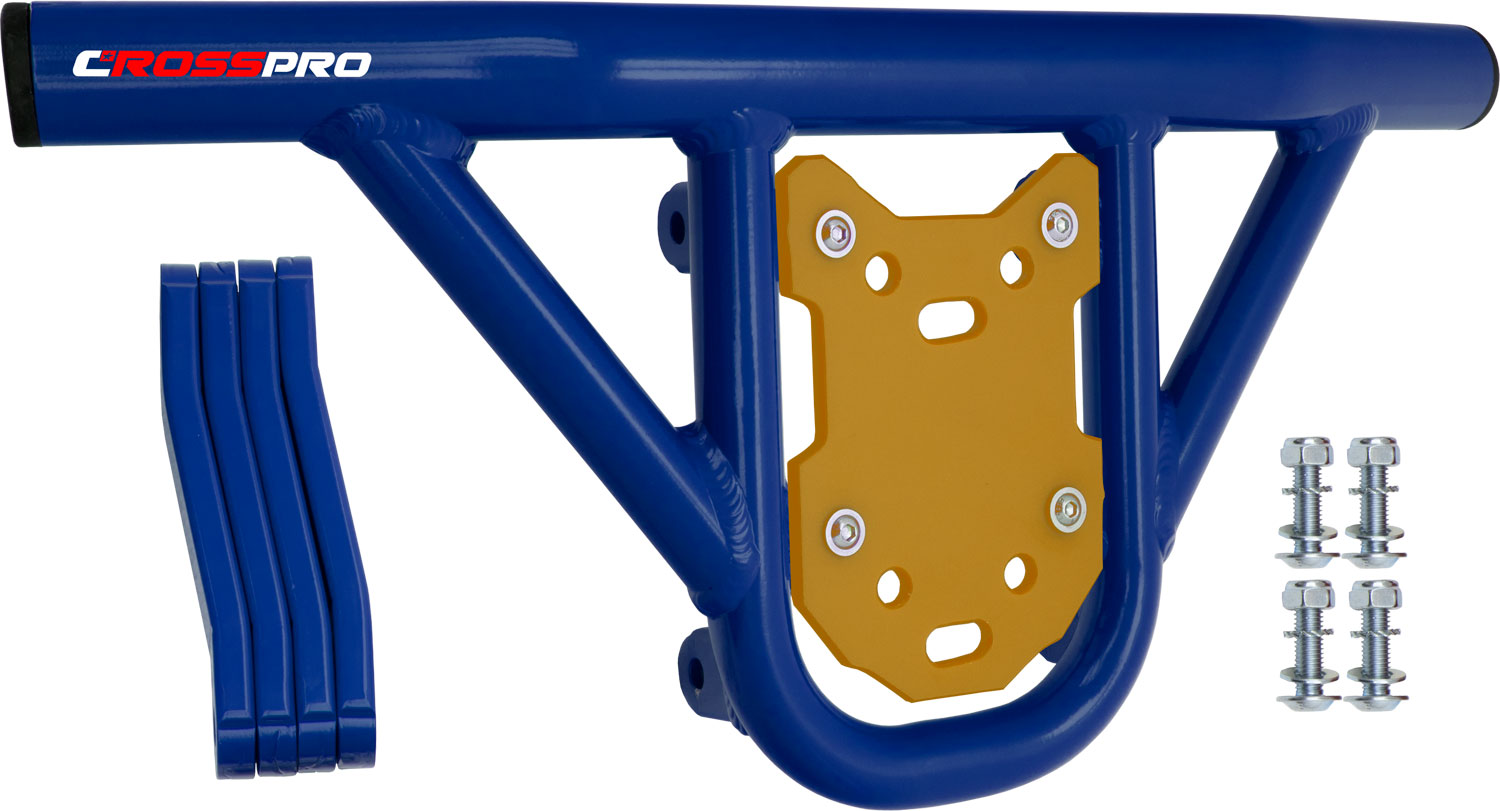 Crosspro - Front Bumper Hat For Can Am (BRP) DS 450-Blue Tube / Yellow Plate
