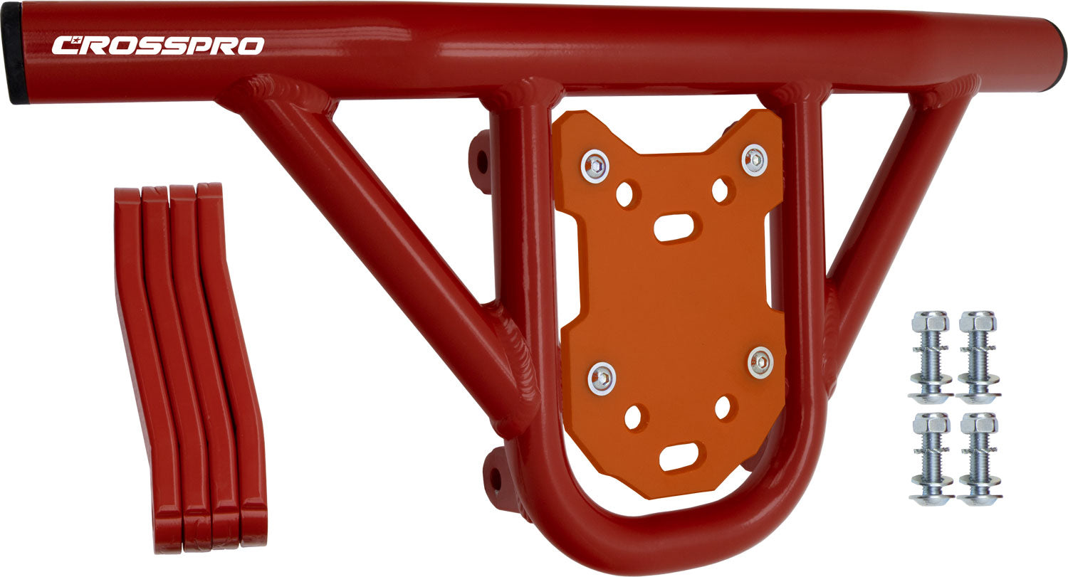 Crosspro - Front Bumper Hat For Suzuki LT-Z 250-Red Tube / Orange Plate