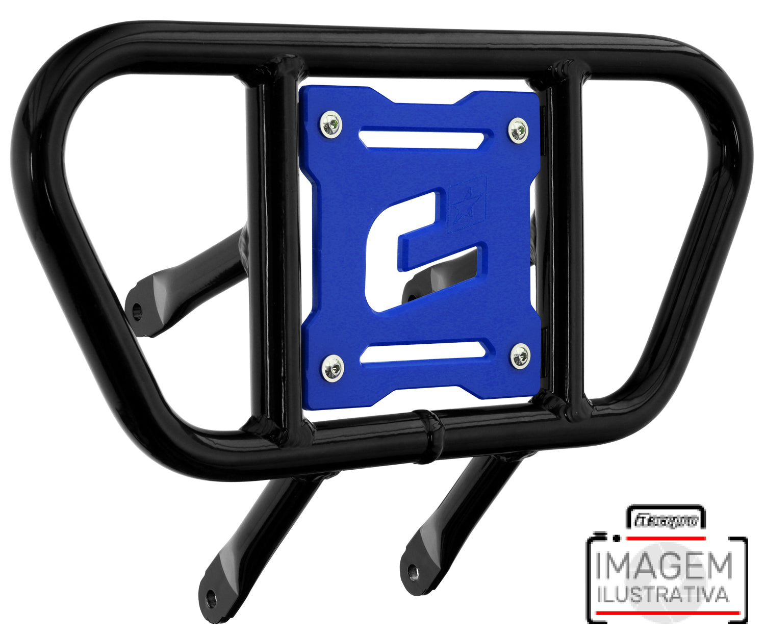 Crosspro - Front Bumper CR01 For Yamaha YFM 700 Raptor-Black Tube / Blue Plate