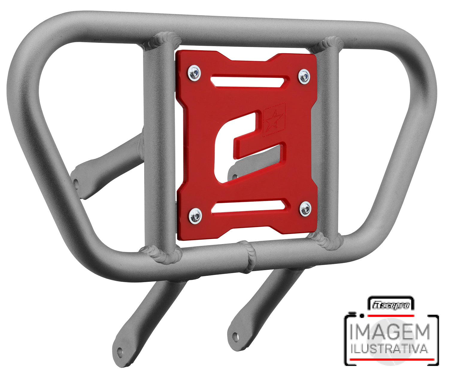 Crosspro - Front Bumper CR01 For Arctic Cat 400 DVX, Honda TRX 400, TRX 450, Honda TRX 400, Kawasaki KFX 400, Suzuki LT-Z 400-Ice Polish Tube / Red Plate