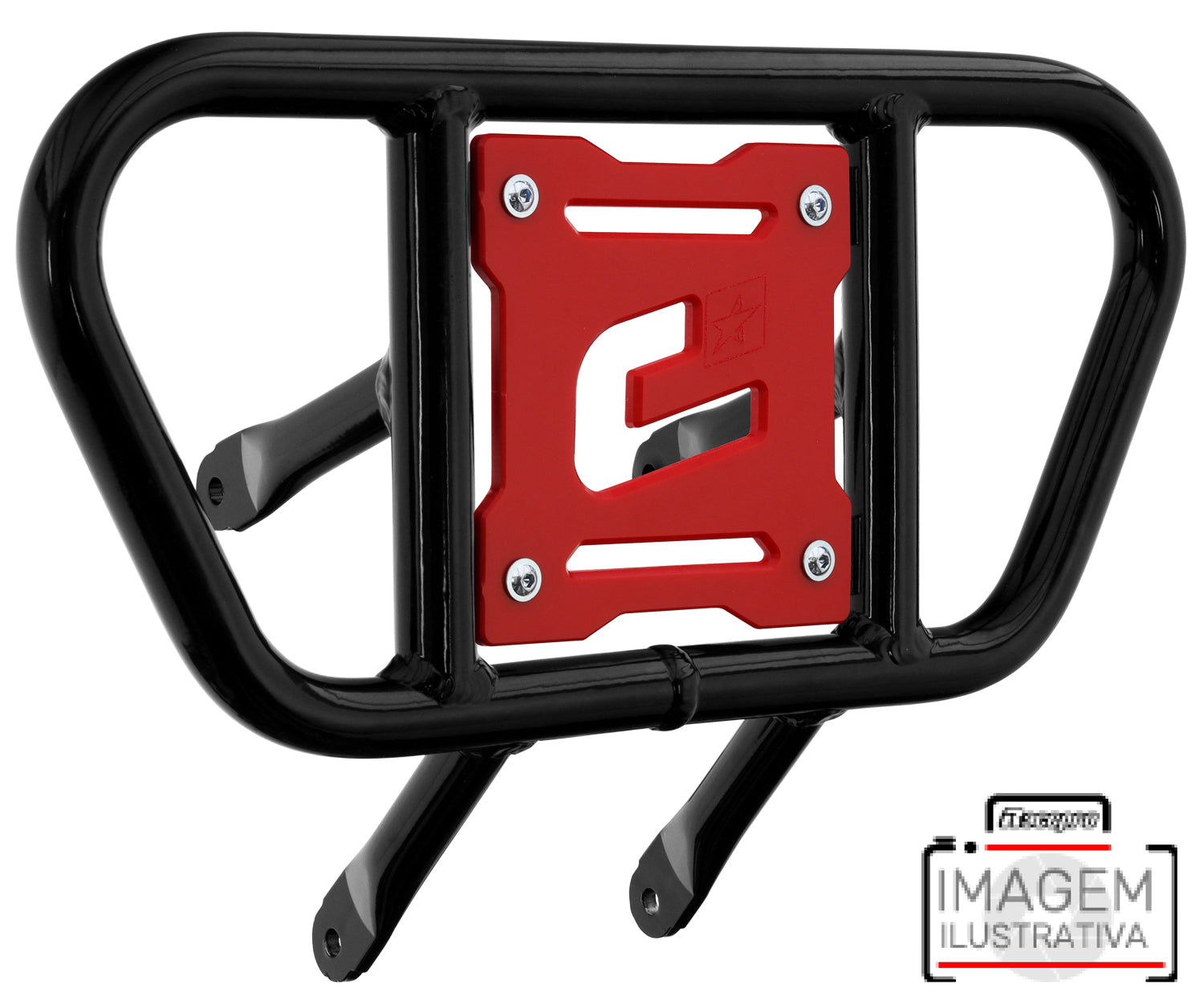 Crosspro - Front Bumper CR01 For Kawasaki KFX 450R-Black Tube / Red Plate