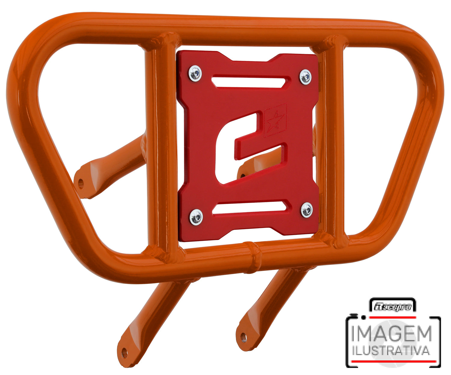 Crosspro - Front Bumper CR01 For Arctic Cat 400 DVX, Honda TRX 400, TRX 450, Honda TRX 400, Kawasaki KFX 400, Suzuki LT-Z 400-Orange Tube / Red Plate