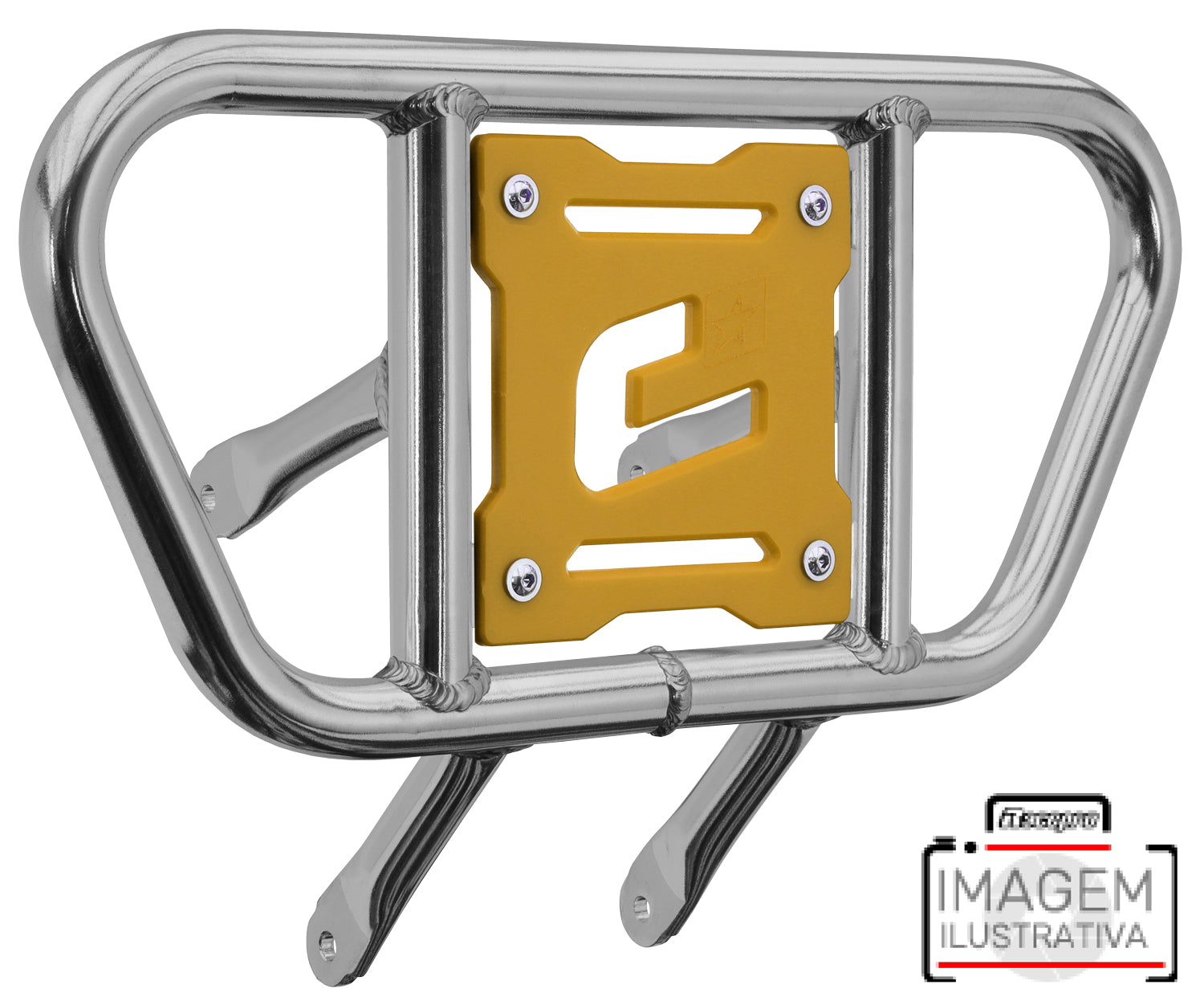 Crosspro - Front Bumper CR01 For Yamaha YFM 700 Raptor-Polish Tubo / Yellow Plate