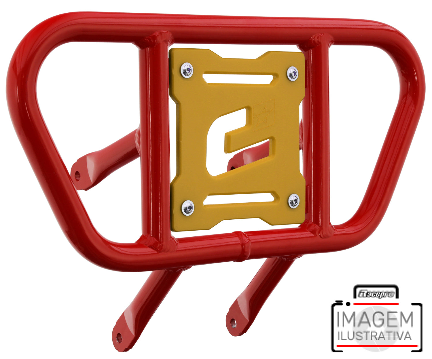 Crosspro - Front Bumper CR01 For Kawasaki KFX 450R-Red Tube / Yellow Plate
