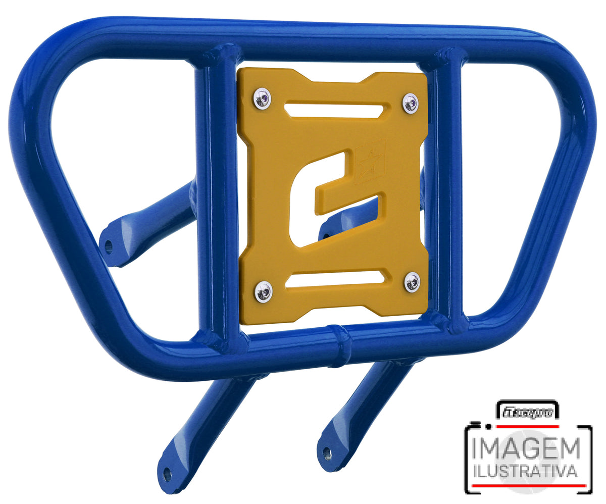 Crosspro - Front Bumper CR01 For Kawasaki KFX 450R-Blue Tube / Yellow Plate