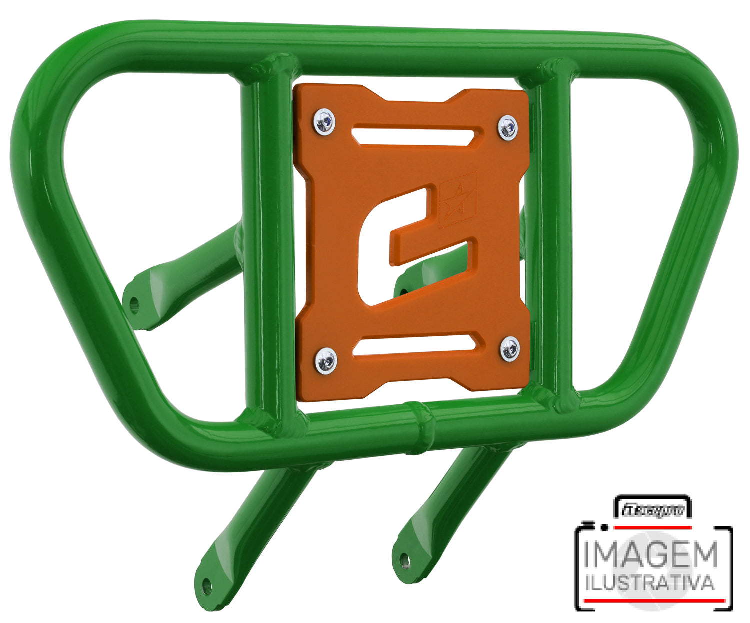 Crosspro - Front Bumper CR01 For Yamaha YFM 700 Raptor-Green Tube / Orange Plate