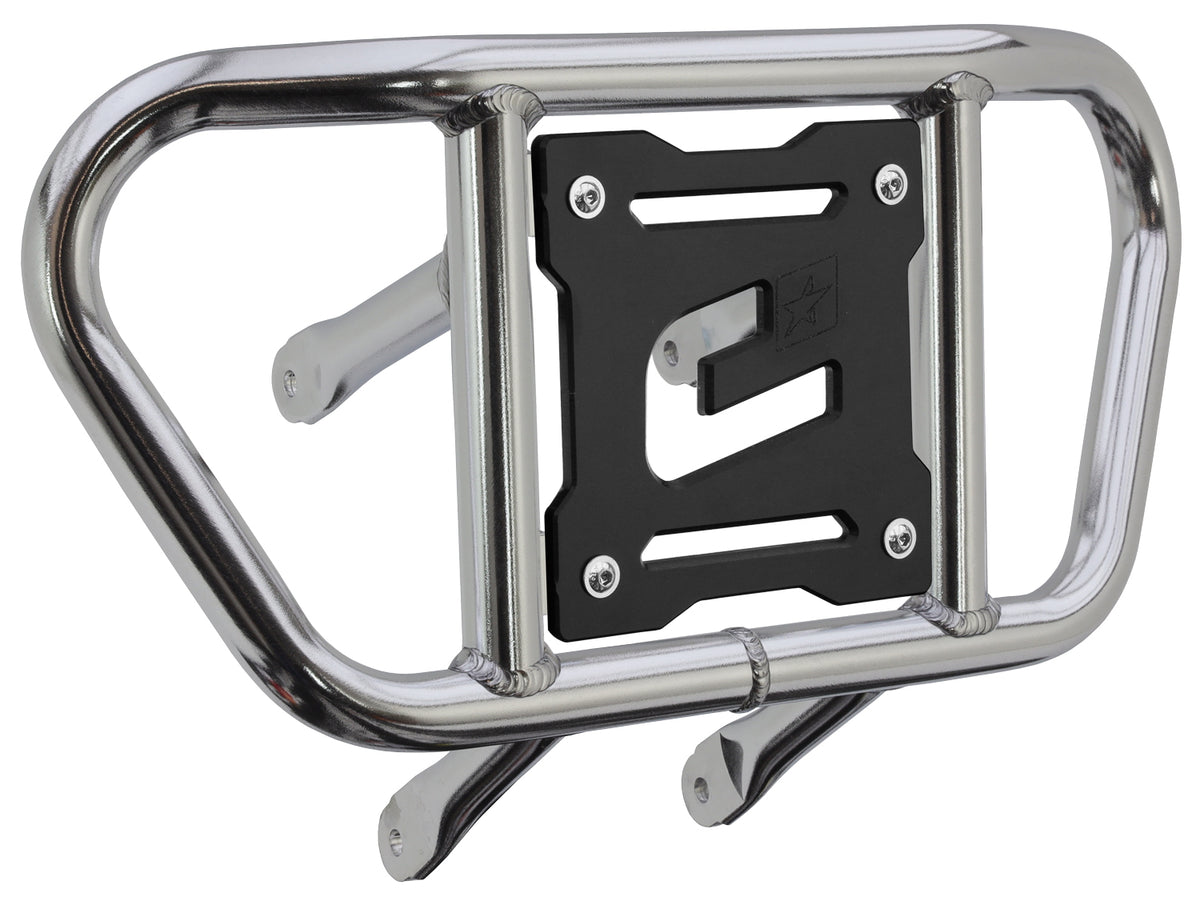Crosspro - Front Bumper CR02 For Suzuki LT-R 450-Polish Tubo / Black Plate