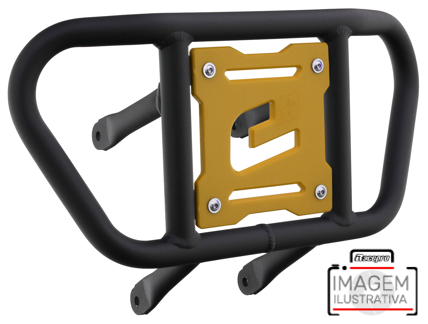 Crosspro - Front Bumper CR02 For Yamaha YFM 700 Raptor-Textured Black Tube / Yellow Plate