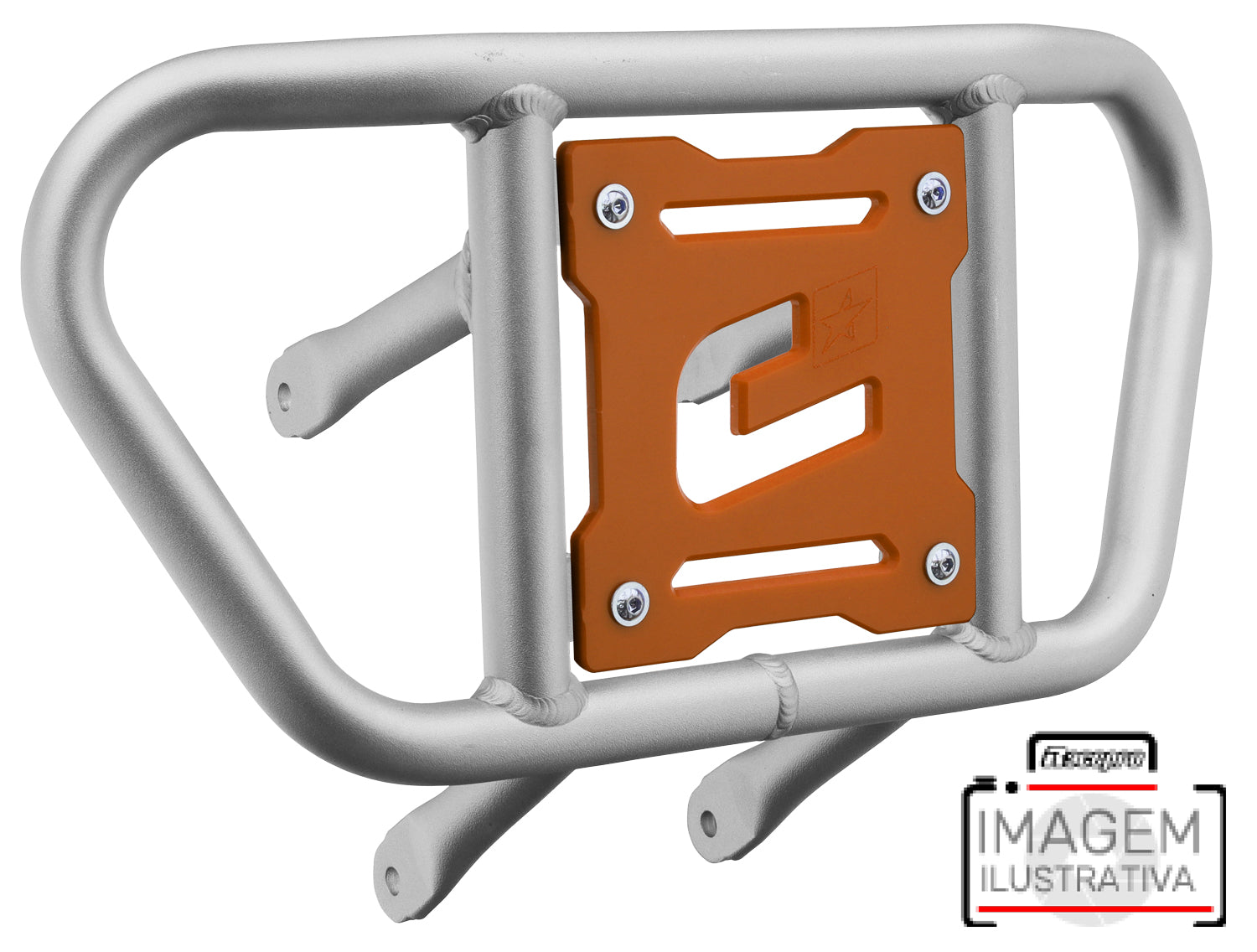 Crosspro - Front Bumper CR02 For Yamaha YFM 700 Raptor-Ice Polish Tube / Orange Plate