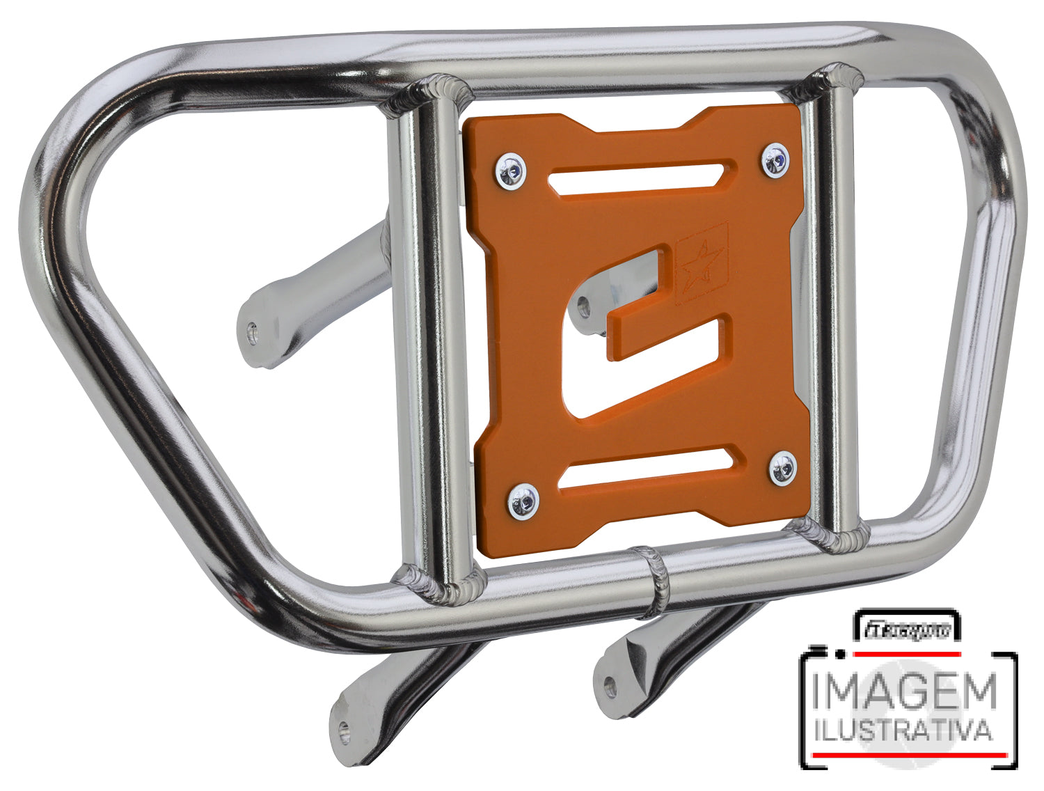 Crosspro - Front Bumper CR02 For Kawasaki KFX 450R-Polish Tubo / Orange Plate