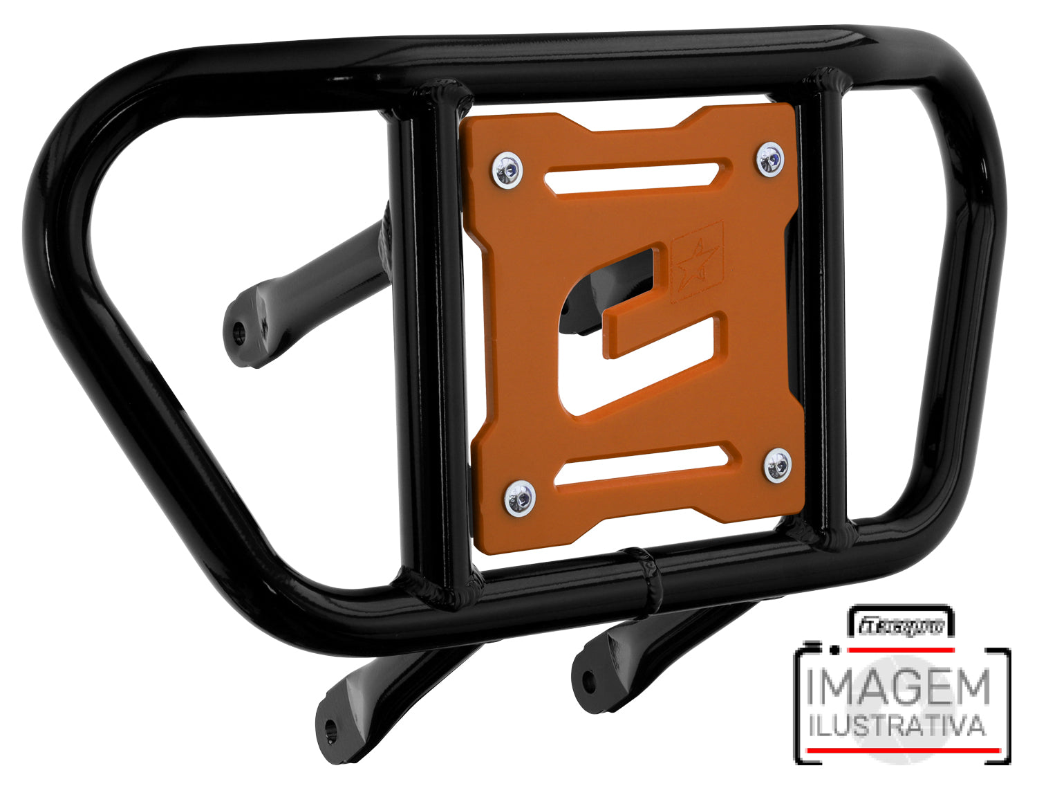 Crosspro - Front Bumper CR02 For Kawasaki KFX 450R-Black Tube / Orange Plate