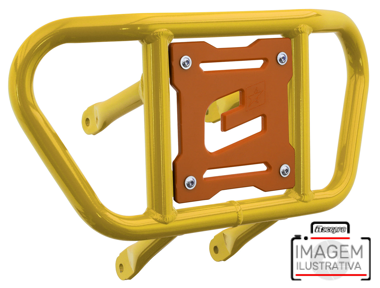 Crosspro - Front Bumper CR02 For Yamaha YFM 700 Raptor-Yellow Tube / Orange Plate