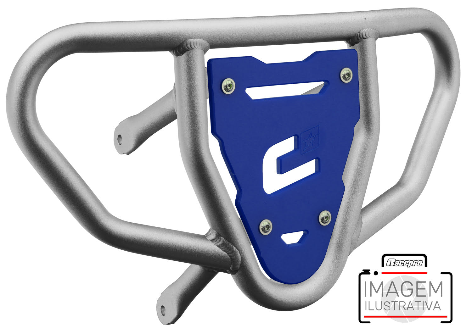 Crosspro - Front Bumper CR03 For Yamaha YFM 700 Raptor-Ice Polish Tube / Blue Plate