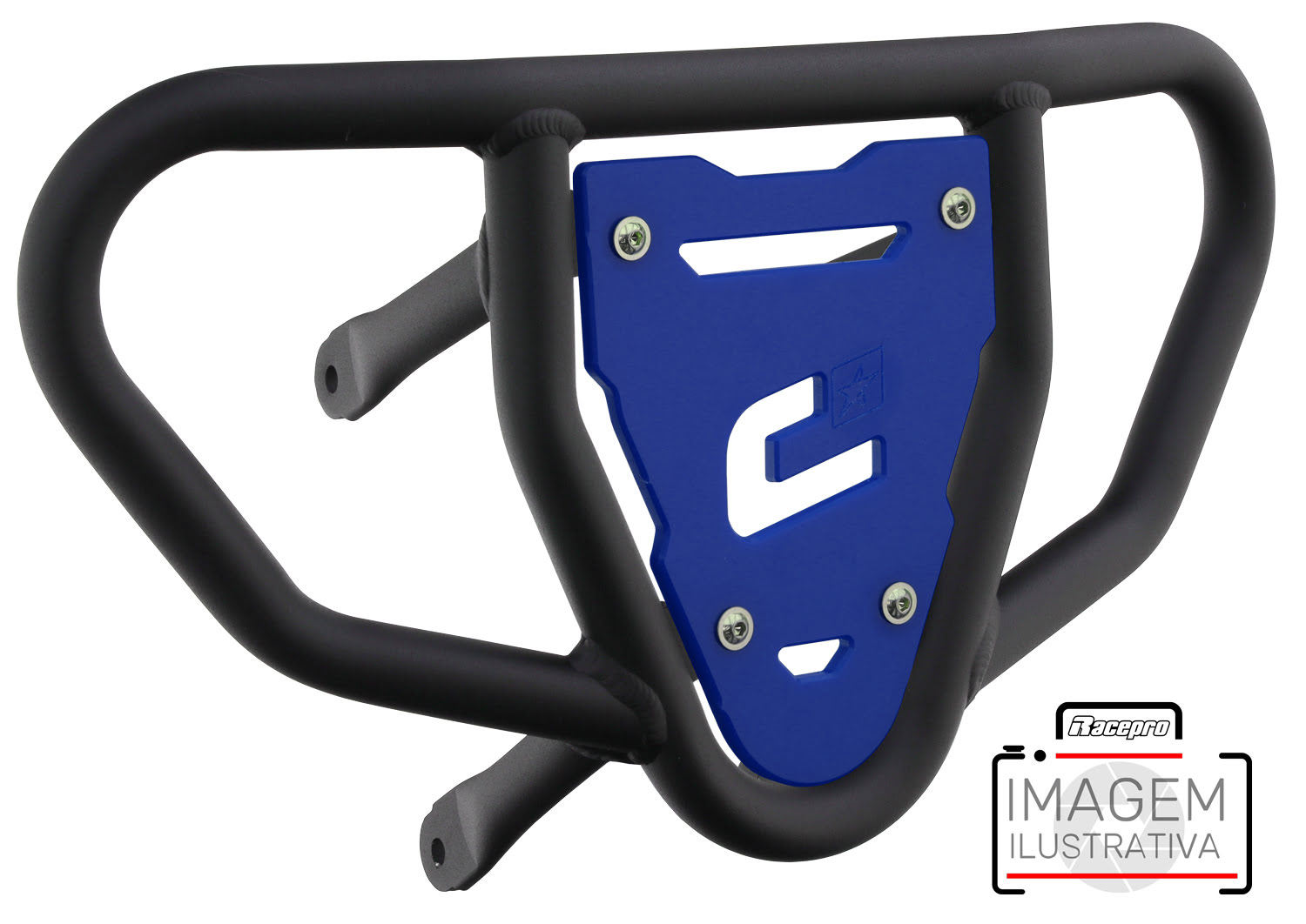 Crosspro - Front Bumper CR03 For Arctic Cat 400 DVX, Honda TRX 400, TRX 450, Honda TRX 400, Kawasaki KFX 400, Suzuki LT-Z 400-Textured Black Tube / Blue Plate