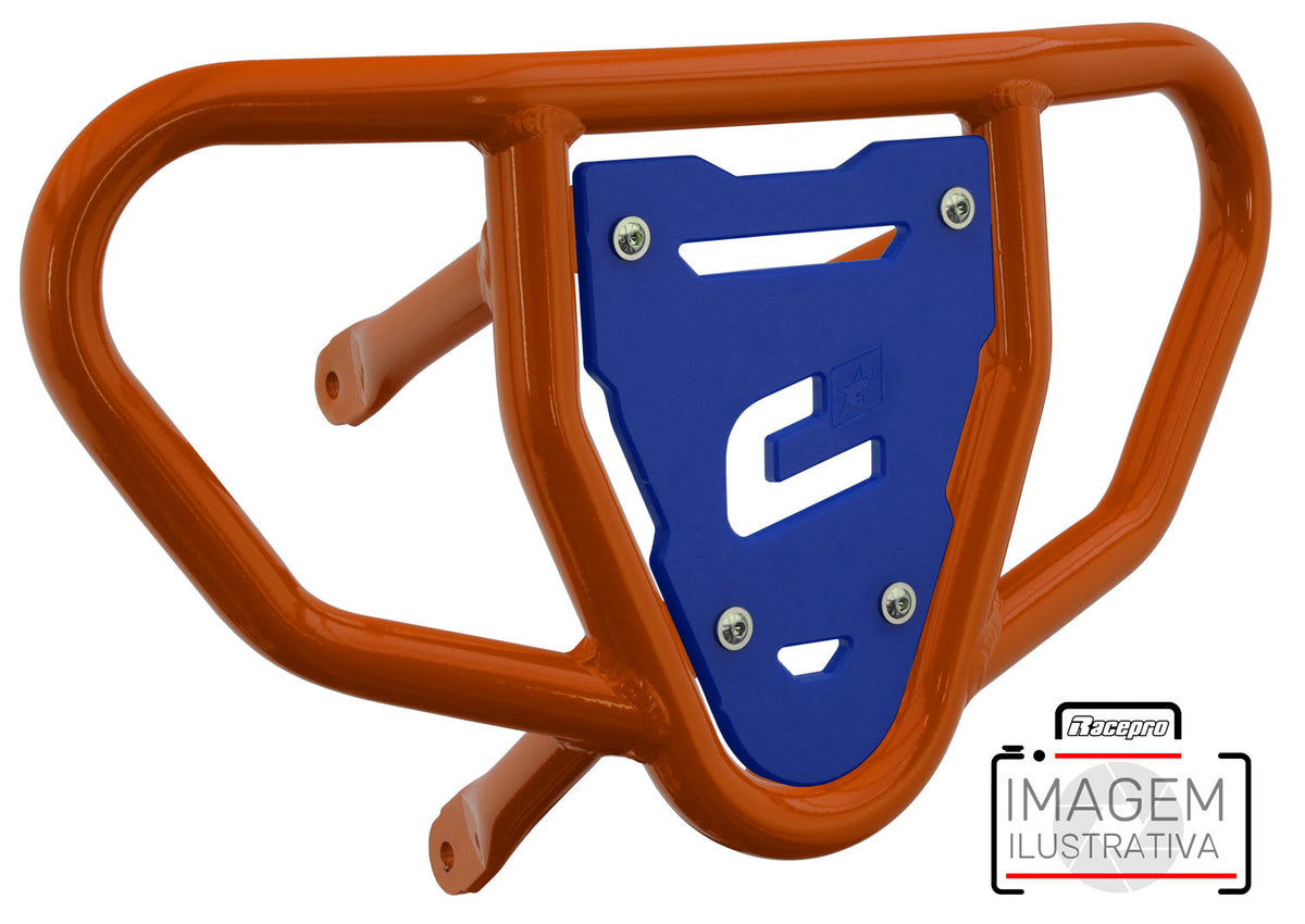 Crosspro - Front Bumper CR03 For Kawasaki KFX 450R-Orange Tube / Blue Plate