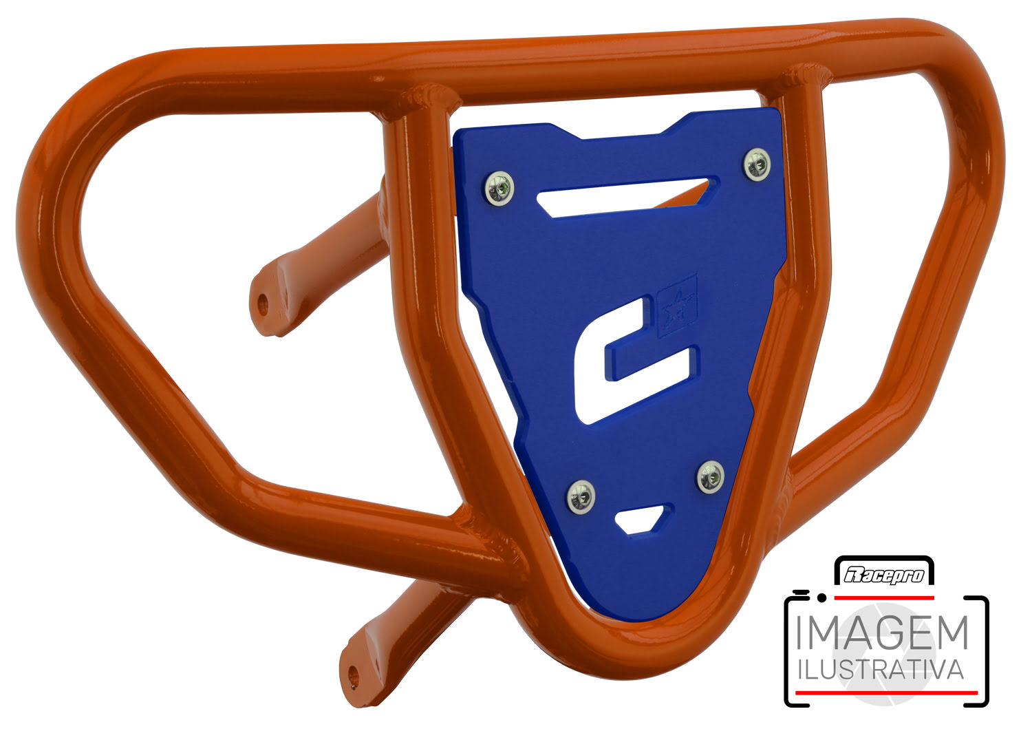 Crosspro - Front Bumper CR03 For Yamaha YFM 700 Raptor-Orange Tube / Blue Plate