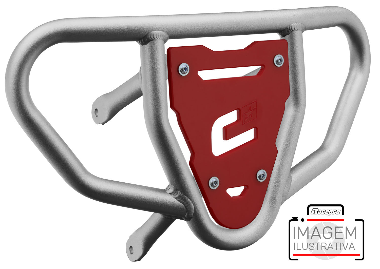 Crosspro - Front Bumper CR03 For Yamaha YFM 700 Raptor-Ice Polish Tube / Red Plate