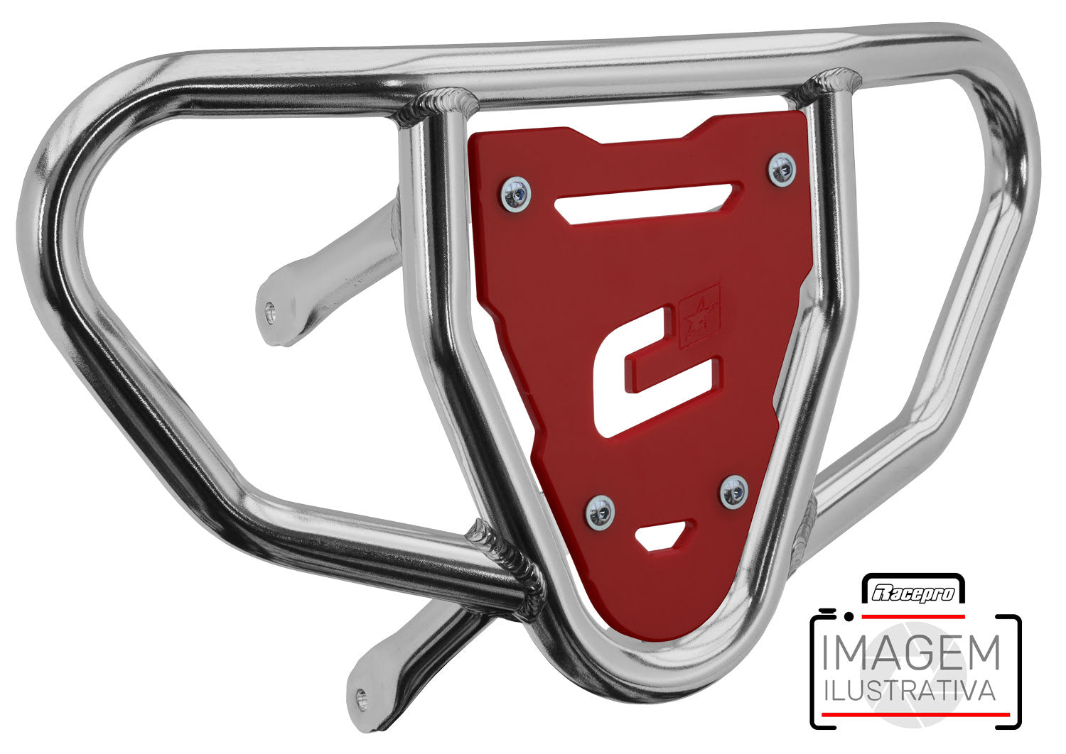 Crosspro - Front Bumper CR03 For Can Am (BRP) DS 450-Polish Tubo / Red Plate
