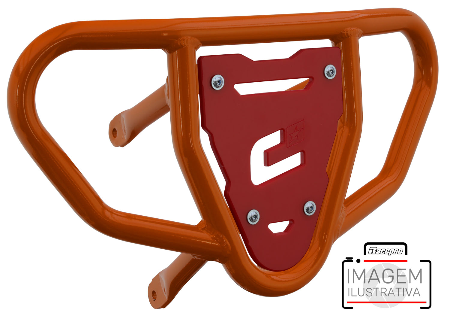 Crosspro - Front Bumper CR03 For Kawasaki KFX 450R-Orange Tube / Red Plate