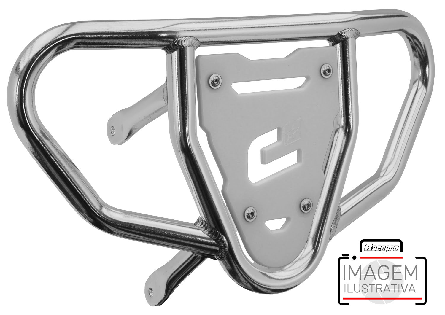Crosspro - Front Bumper CR03 For Yamaha YFM 700 Raptor-Polish Tubo / White Plate