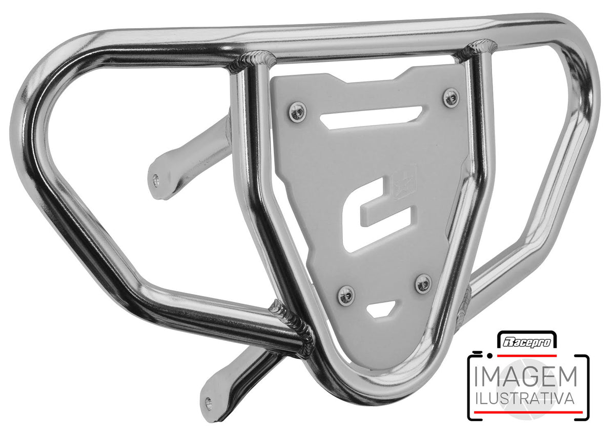 Crosspro - Front Bumper CR03 For Yamaha YFM 700 Raptor-Polish Tubo / White Plate