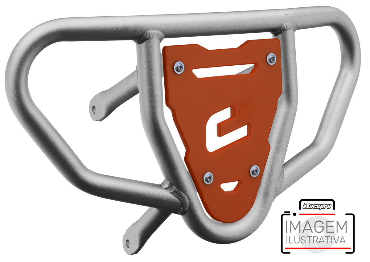 Crosspro - Front Bumper CR03 For Yamaha YFM 660 Raptor-Ice Polish Tube / Orange Plate