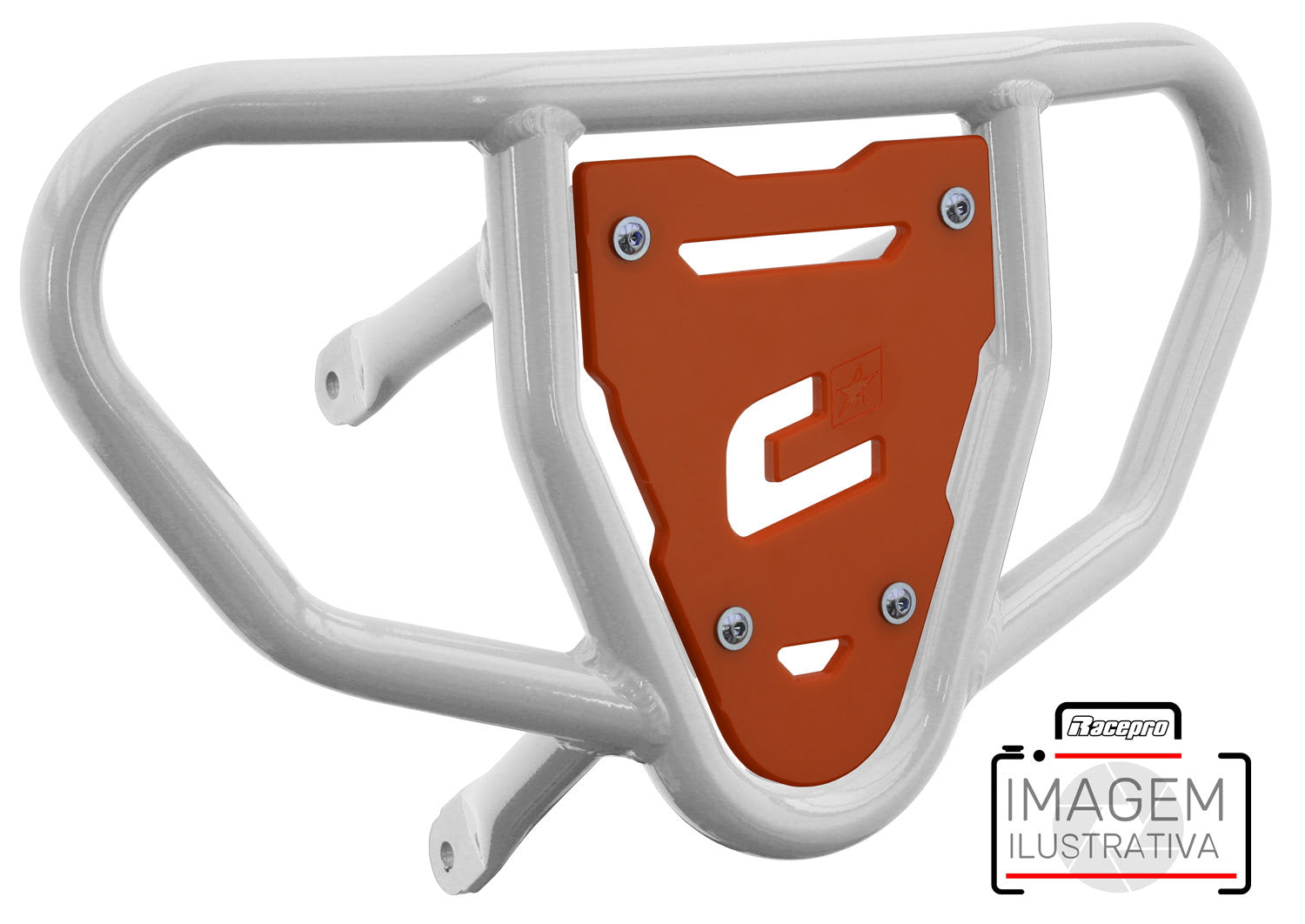 Crosspro - Front Bumper CR03 For Kawasaki KFX 450R-White Tube / Orange Plate