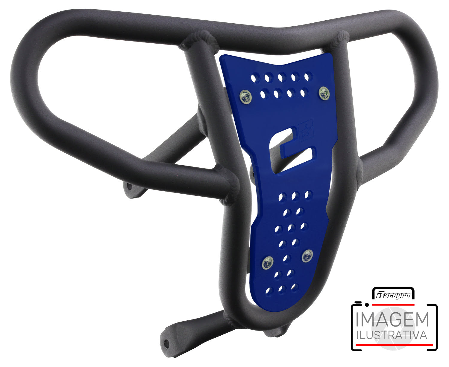 Crosspro - Front Bumper CR04 For Kawasaki KFX 450R-Textured Black Tube / Blue Plate