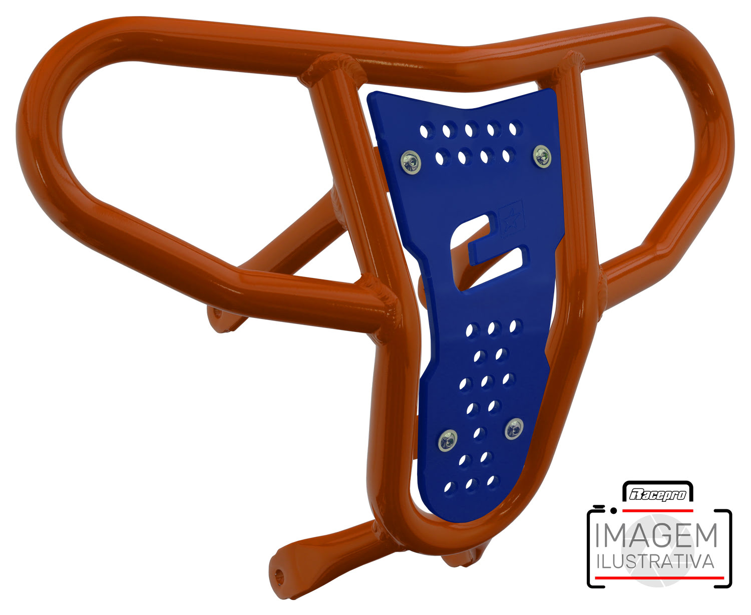 Crosspro - Front Bumper CR04 For Yamaha YFM 660 Raptor-Orange Tube / Blue Plate