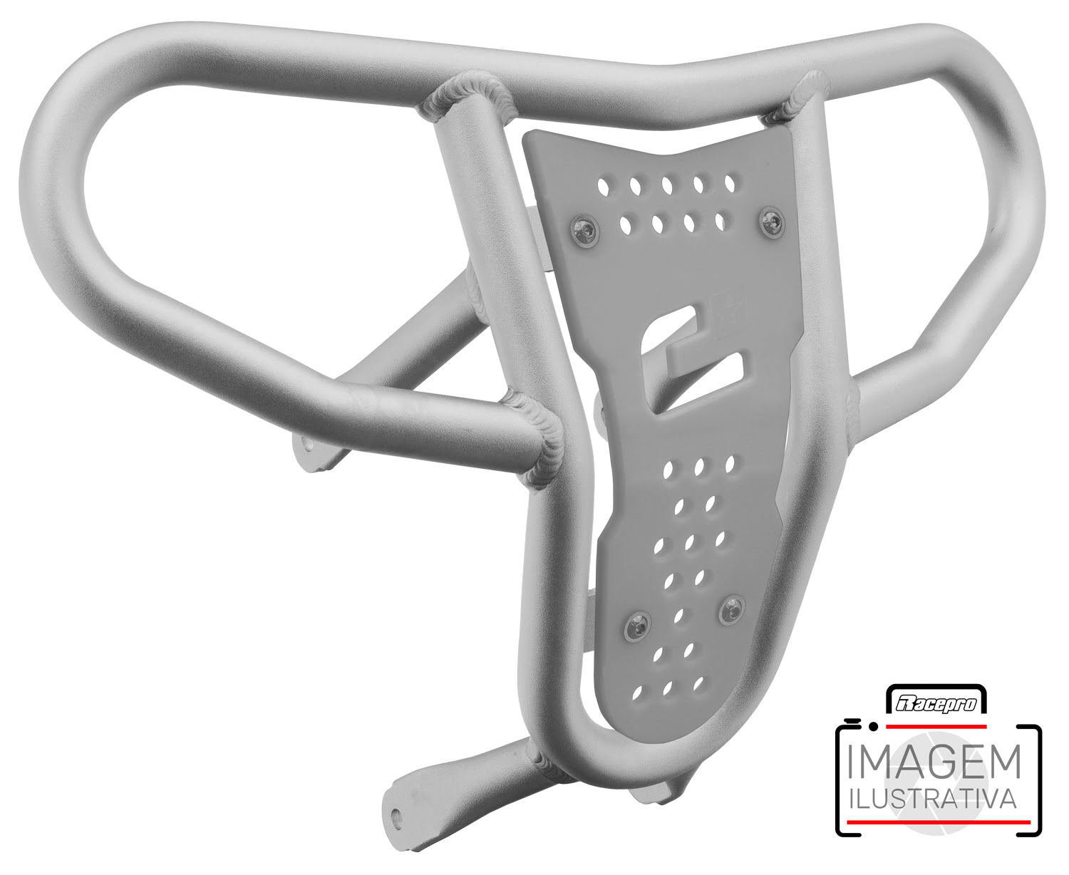 Crosspro - Front Bumper CR04 For Arctic Cat 400 DVX, Honda TRX 400, TRX 450, Honda TRX 400, Kawasaki KFX 400, Suzuki LT-Z 400-Ice Polish Tube / White Plate