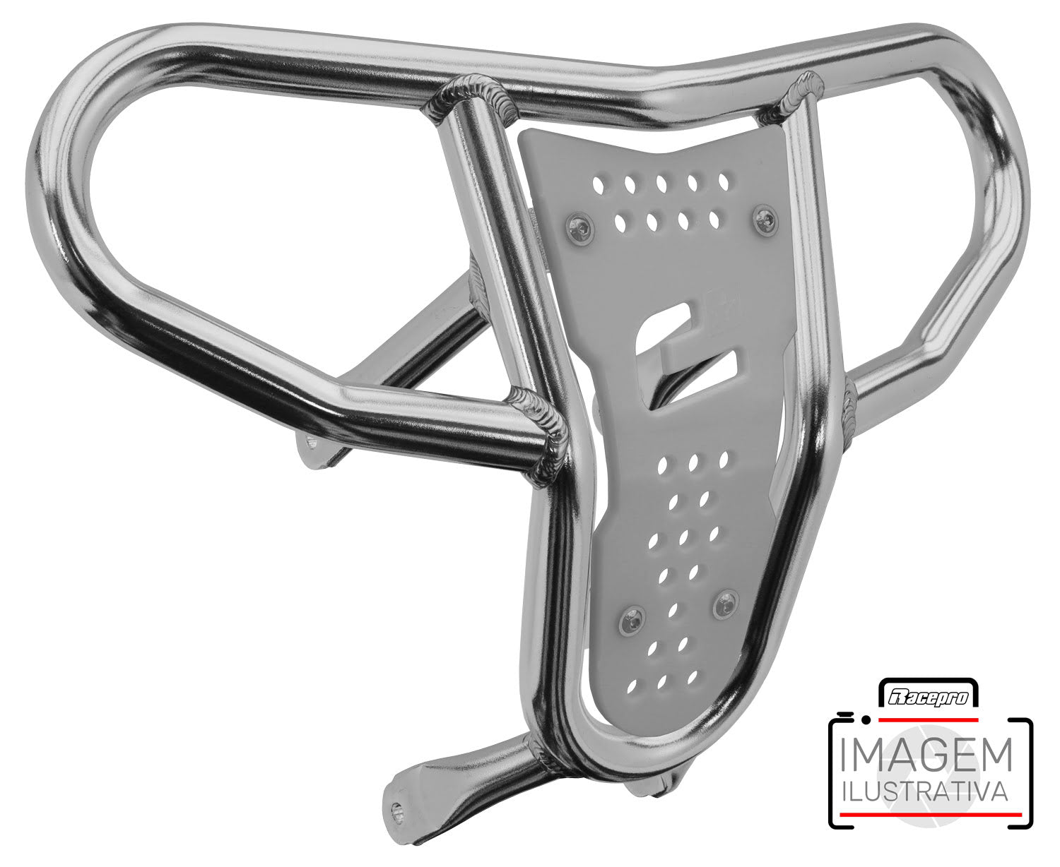 Crosspro - Front Bumper CR04 For Yamaha YFM 700 Raptor-Polish Tubo / White Plate