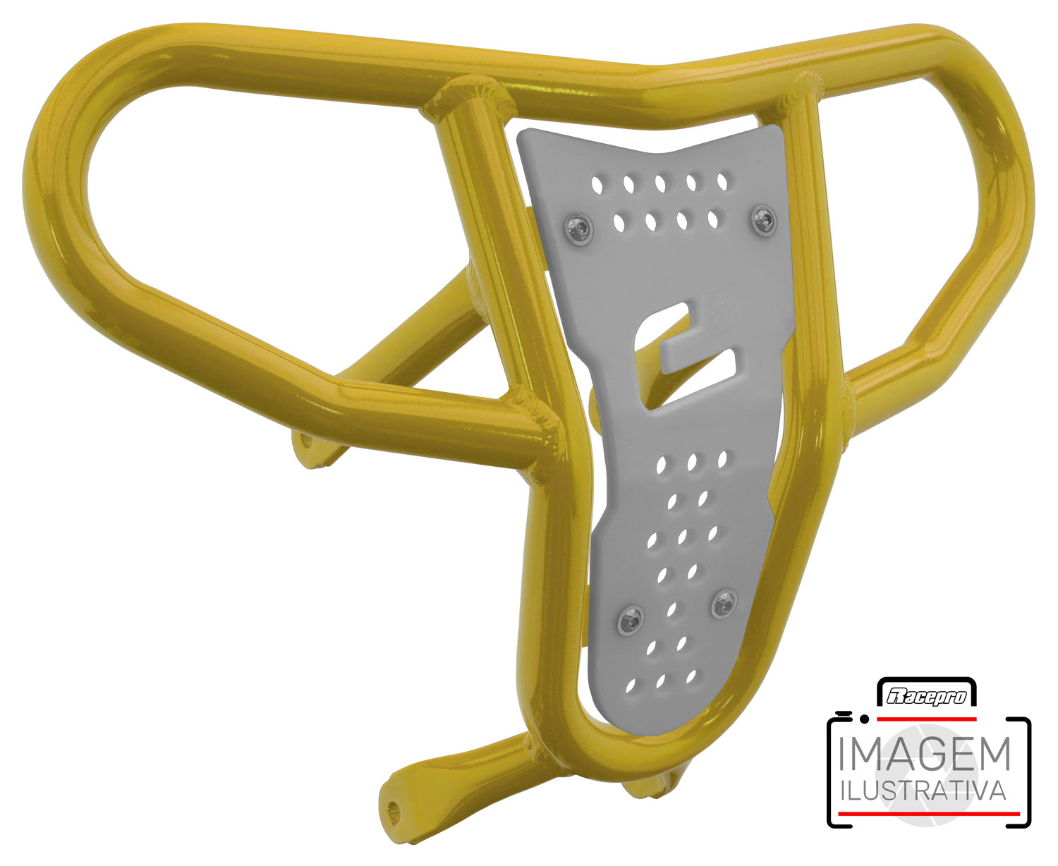 Crosspro - Front Bumper CR04 For Yamaha YFM 700 Raptor-Yellow Tube / White Plate