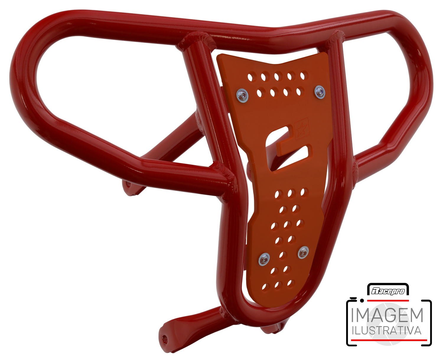 Crosspro - Front Bumper CR04 For Yamaha YFM 660 Raptor-Red Tube / Orange Plate