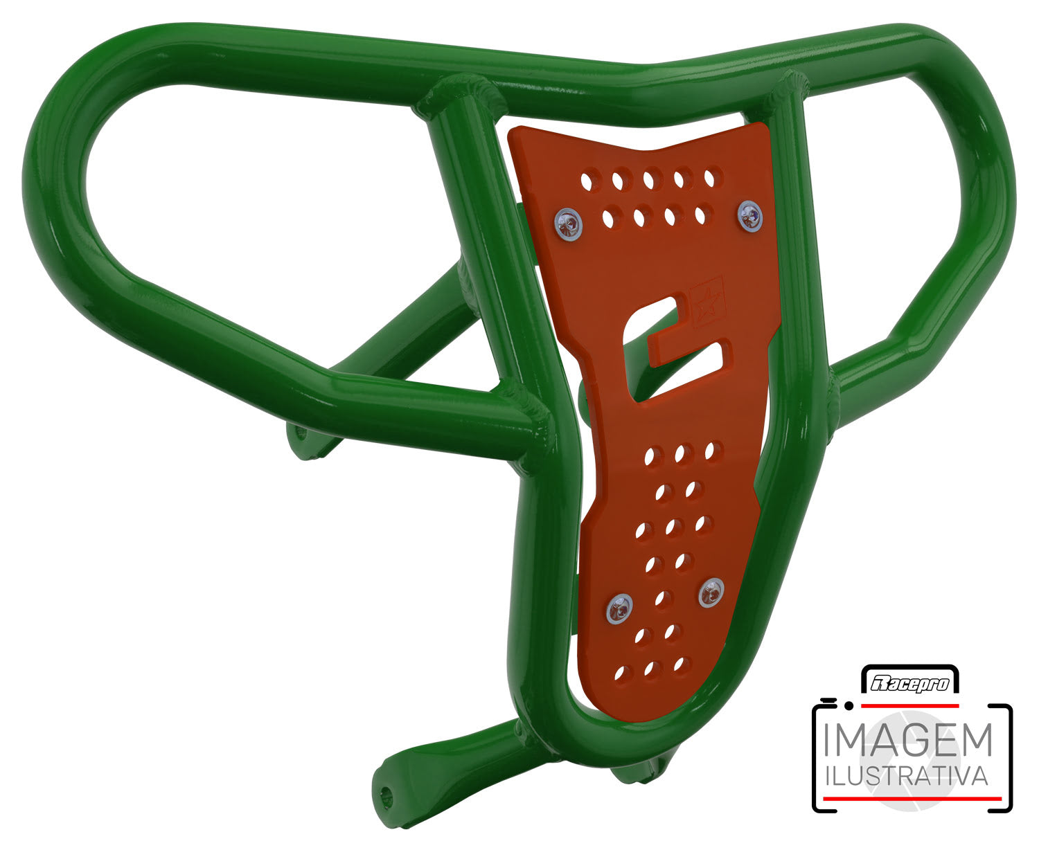 Crosspro - Front Bumper CR04 For Kawasaki KFX 450R-Green Tube / Orange Plate