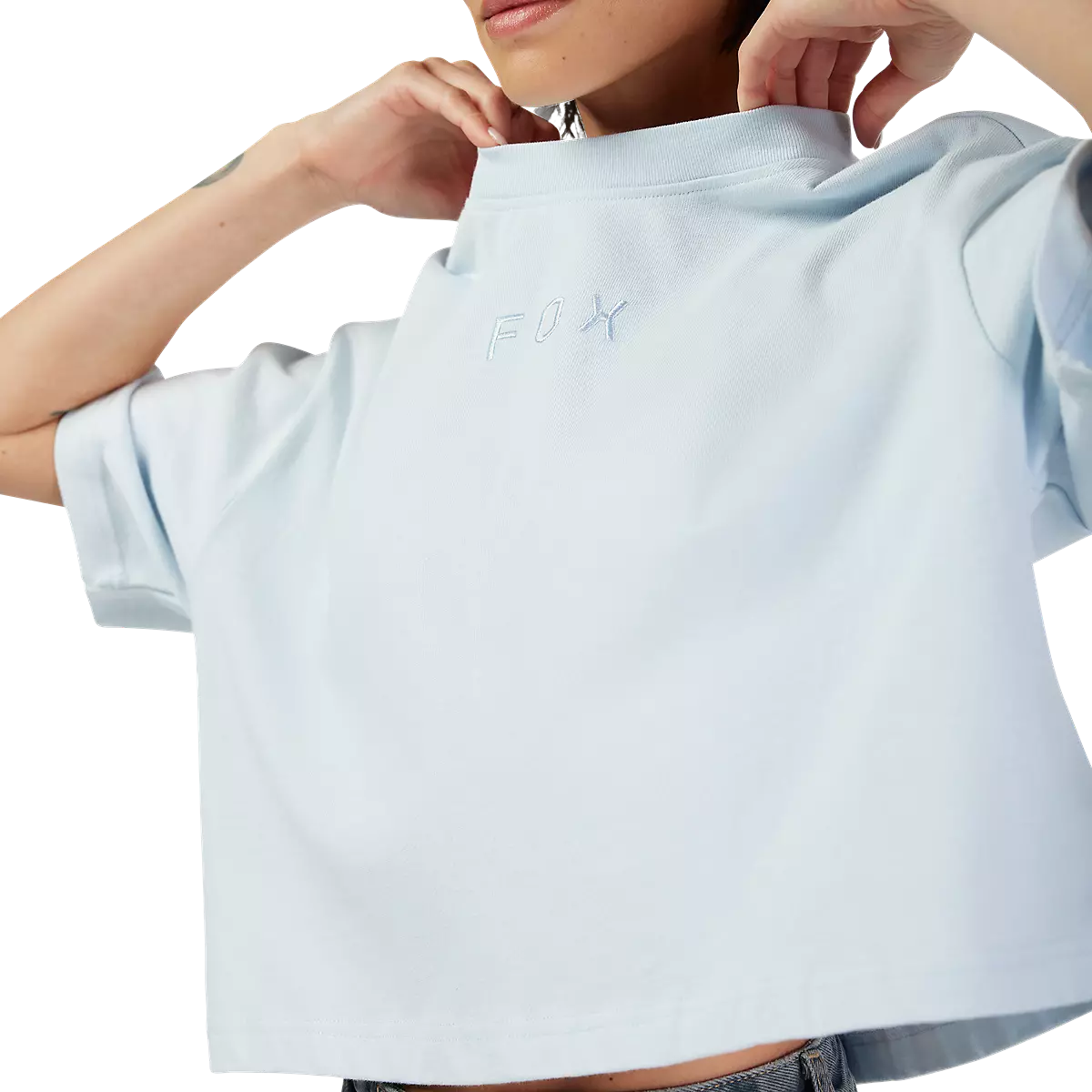 Fox Racing - Womens Wordmark Os Crop Tee-Pale Blue (31984-264)