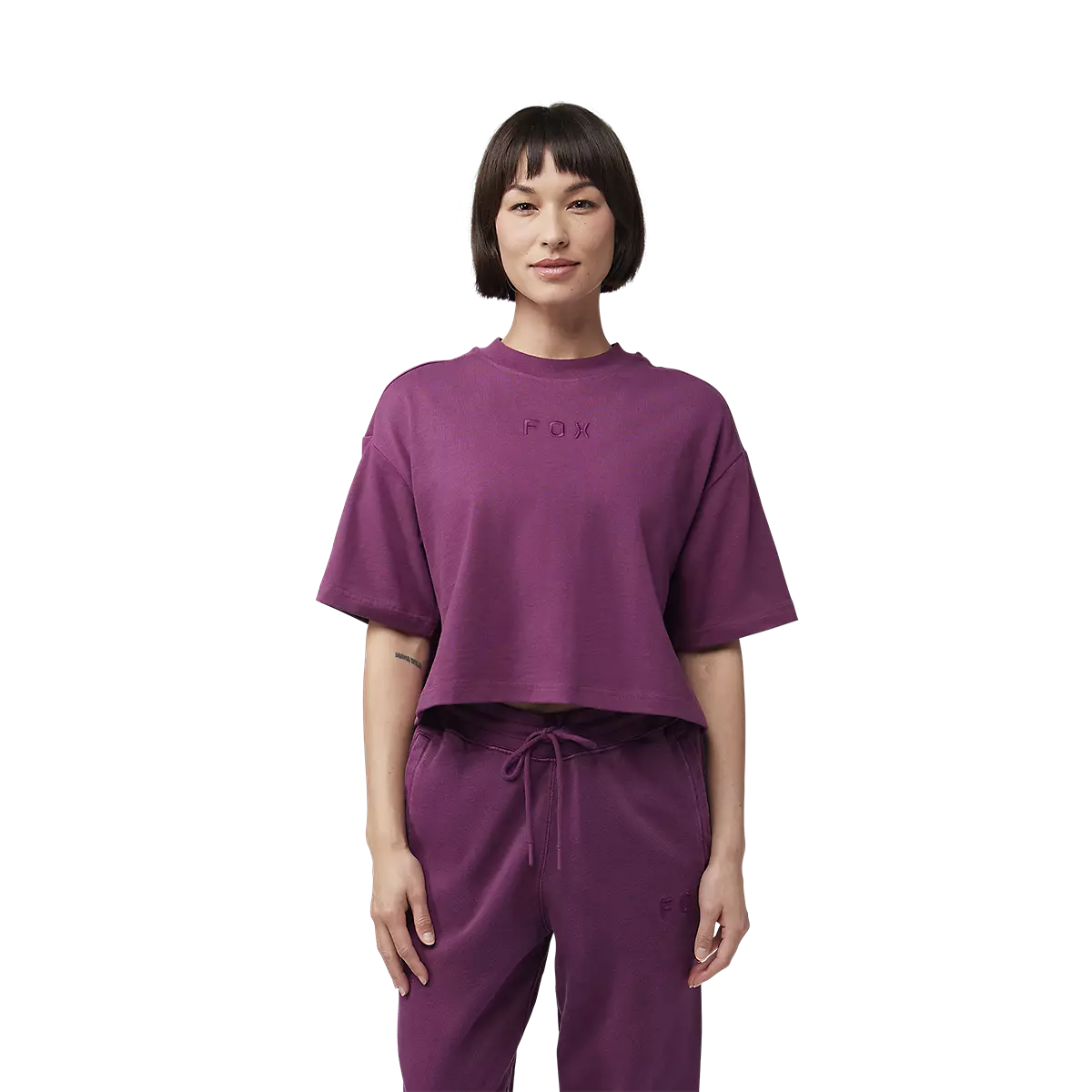Fox Racing - Womens Wordmark Os Crop Tee-Sangria (31984-552)
