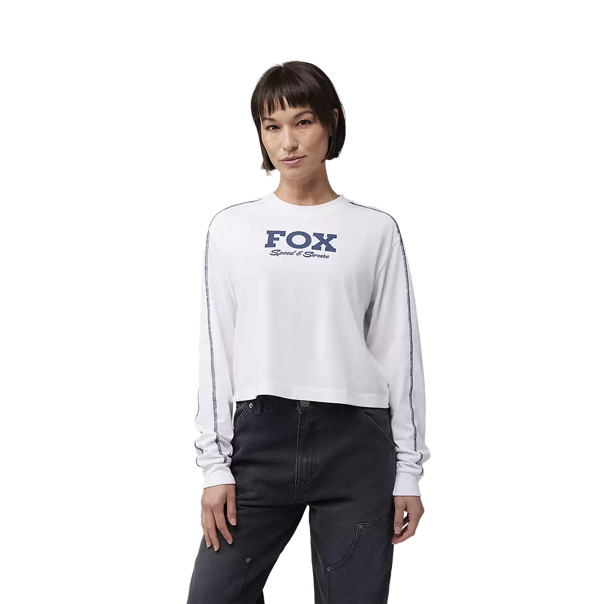 Fox Racing - Womens Speed & Service Long Sleeve Crop Tee-White (32910-008)