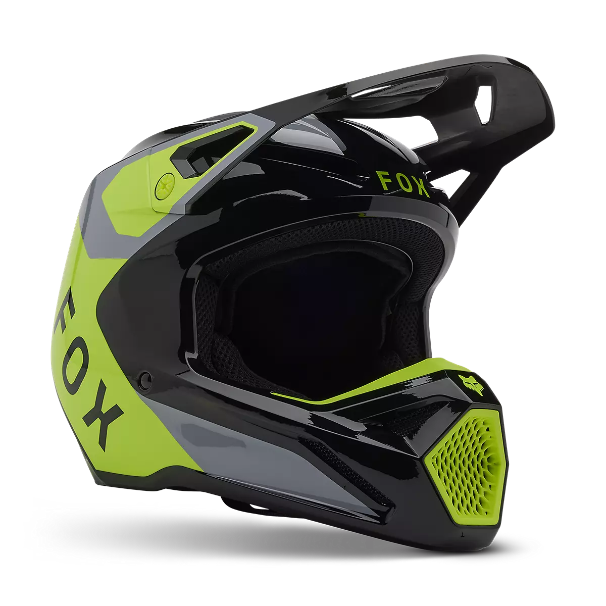 Fox Racing - Youth V1 Lean Helmet-Grey/Yellow (33046-086)