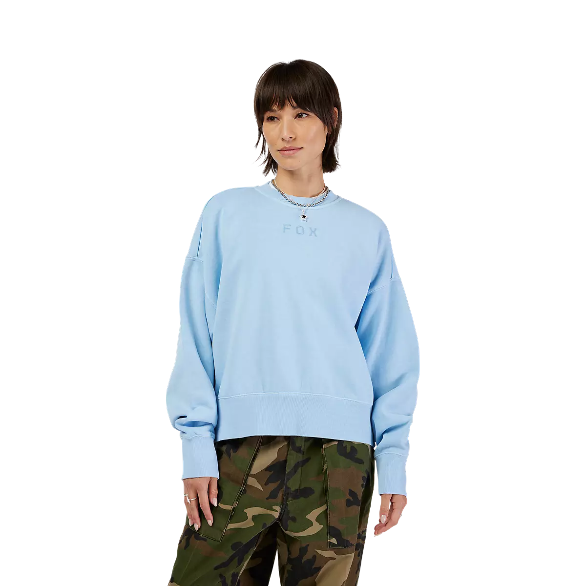 Fox Racing - Womens Wordmark Oversized Crew Pullover-Cashmere Blue (33140-381)