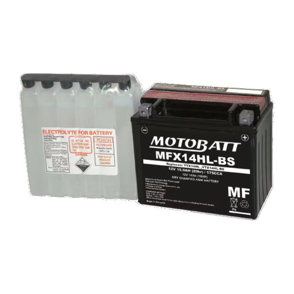 Motobatt-MFX14HL-BS BATTERY YTX MFX AGM MOTOBATT MFX14HL-BS 