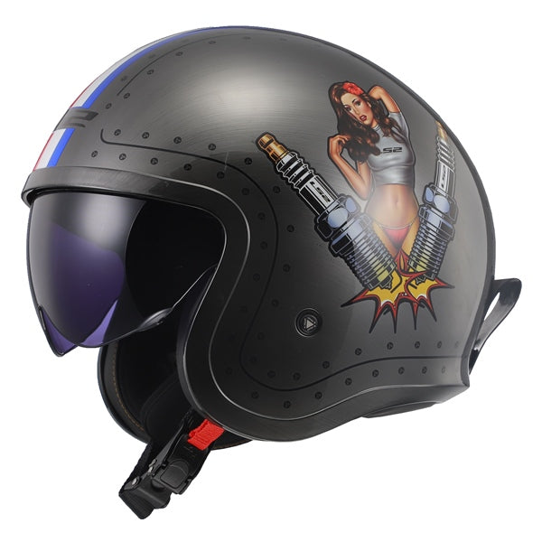 LS2-HELM SPITFIRE SPARK BRUSHED ALLOY 2XL 599-1176 6934432874530