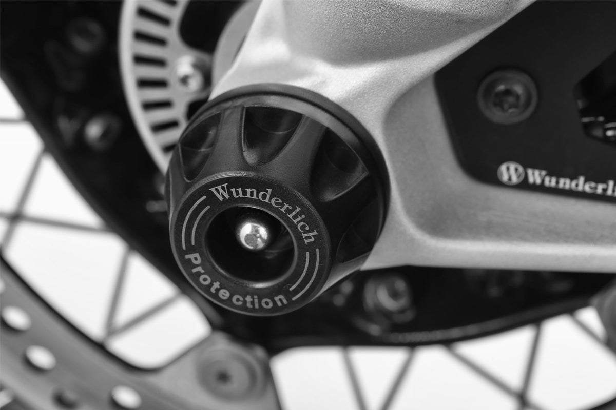 DoubleShock axle protection pads now also keep the front fork a safe distance from the asphalt and help prevent serious damage