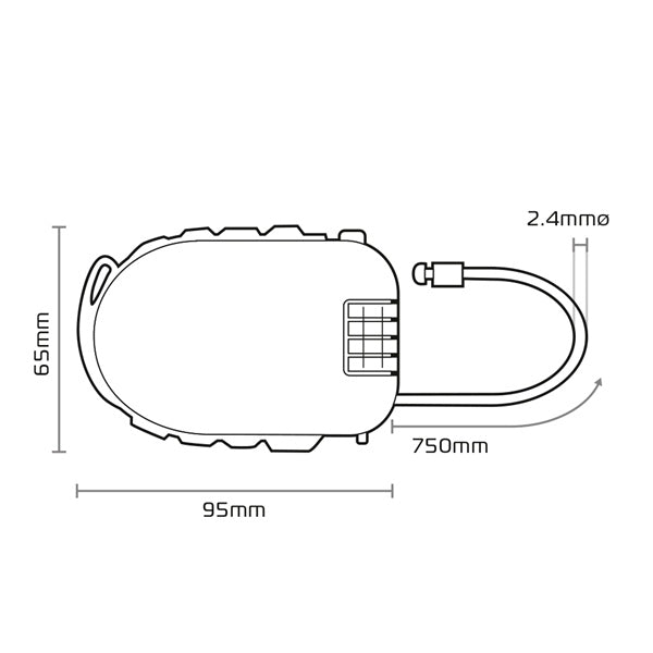 OxfordProducts-RETRACT COMBI CABLE LOCK 75CM BK LK100 5030009094170
