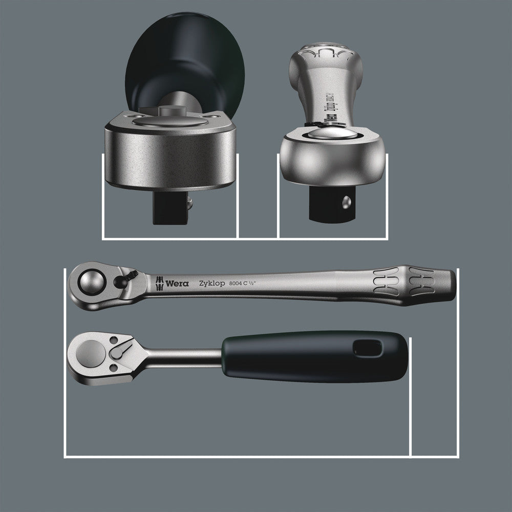 Wera Tools - 8004 B Zyklop Metal Ratchet with switch lever and 3/8" drive