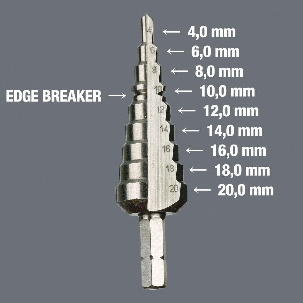 Wera Tools - 843 Stepped drill bits, 4-20 mm