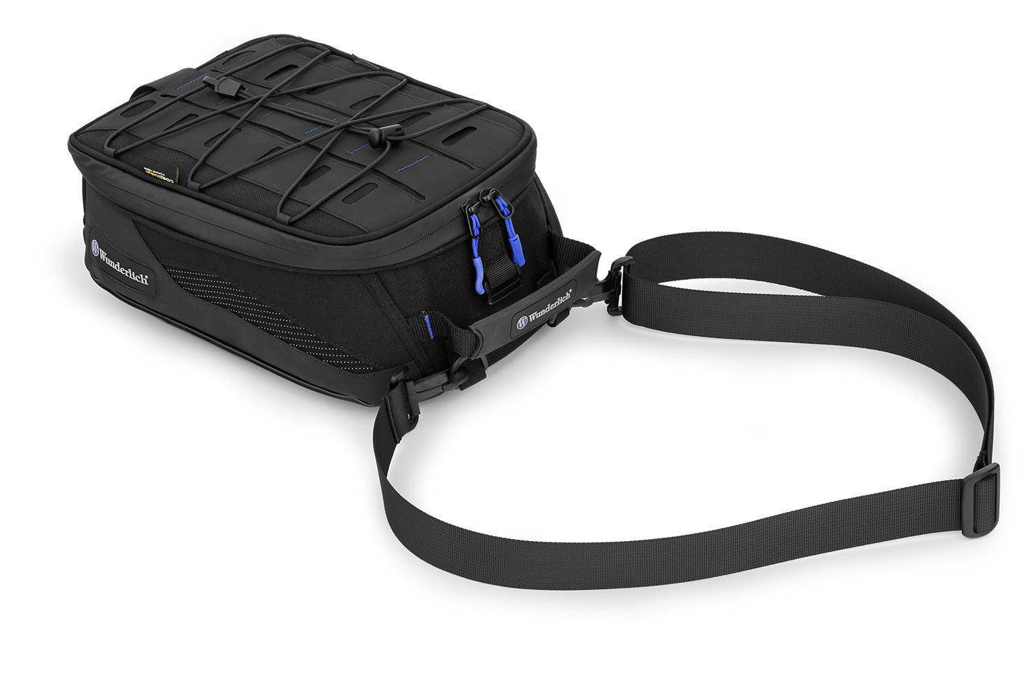 High quality, compact tank bag - New, streamlined, functional design, recognisable by the subtle blue applications
