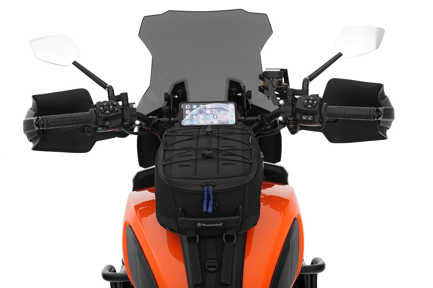 High quality, compact tank bag - New, streamlined, functional design, recognisable by the subtle blue applications