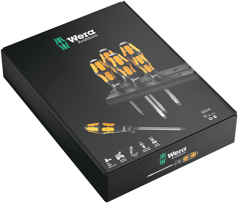 Wera Tools - 932/6 Screwdriver set Kraftform Wera: Chiseldriver and rack