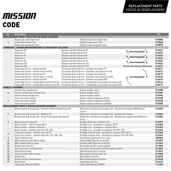 CKX-HELM MISSION EDL CODE CARB YE MAT XS 516441