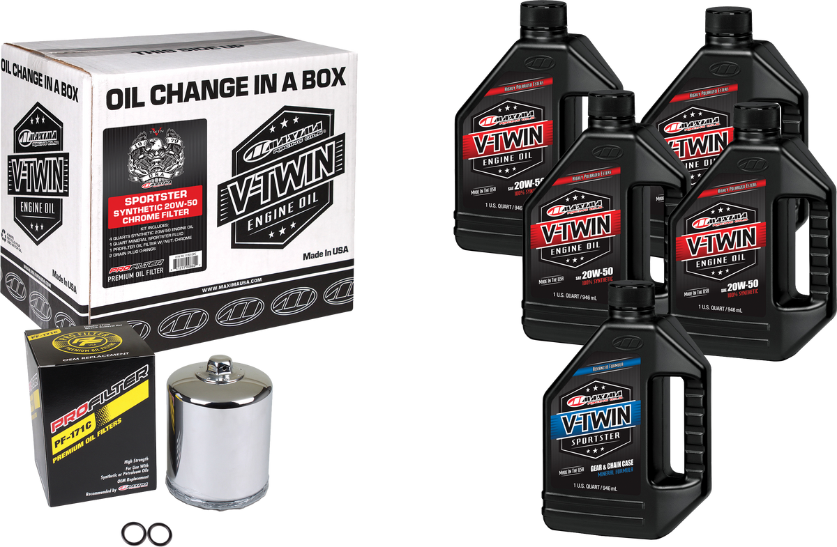 Maxima - V-Twin Oil Kit - Synthetic - Chrome Filter - XL